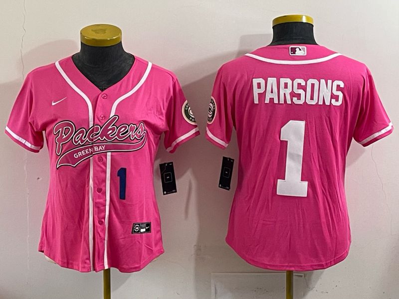 Youth 2025 Green Bay Packers #1 Parsons Pink Nike Limited NFL Jersey style 005
